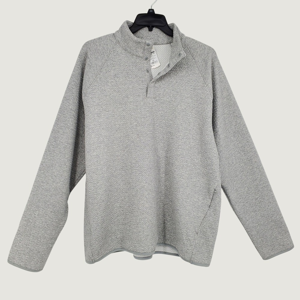 FLX‎ XXL Premium Textured 1/4 Snap Pullover Sweatshirt Medium Grey Zip Pockets